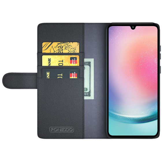 Etui z klapką do Samsung Galaxy A25 5G, Split Leather, czarne