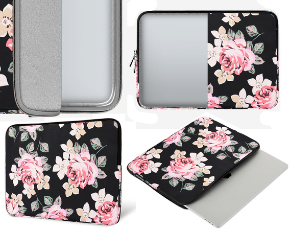 Etui na Laptopa 13" z Nadrukiem Różanym - Czarne