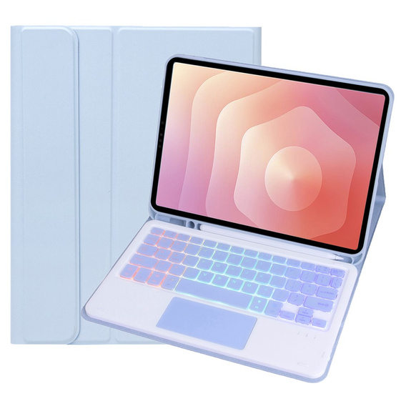 Etui z podświetlaną klawiaturą Bluetooth i touchpadem do Samsung Galaxy Tab S11 – niebieskie