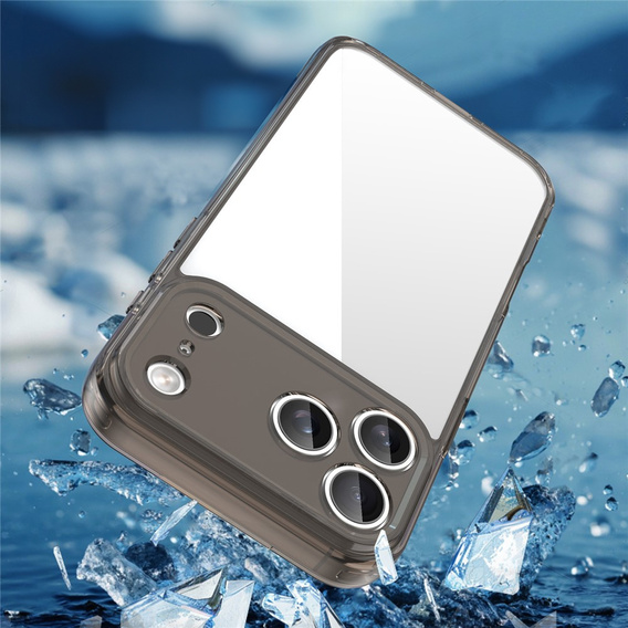 Etui do iPhone 17 Pro Max, silikonowe z twardym tyłem, przydymione czarne