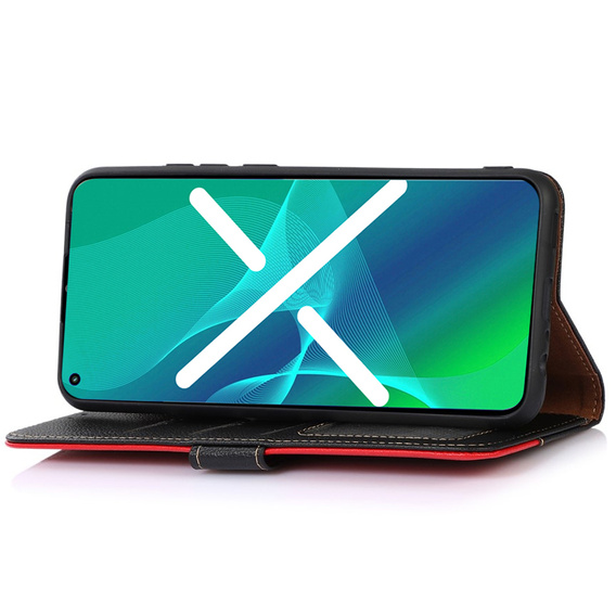 Etui z klapką do Motorola Edge 40 5G, KHAZNEH RFID, czarne / czerwone