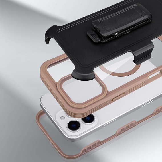 Etui do iPhone 16 Pro, Shockproof Belt Clip, do MagSafe, z klipsem, desert titanium