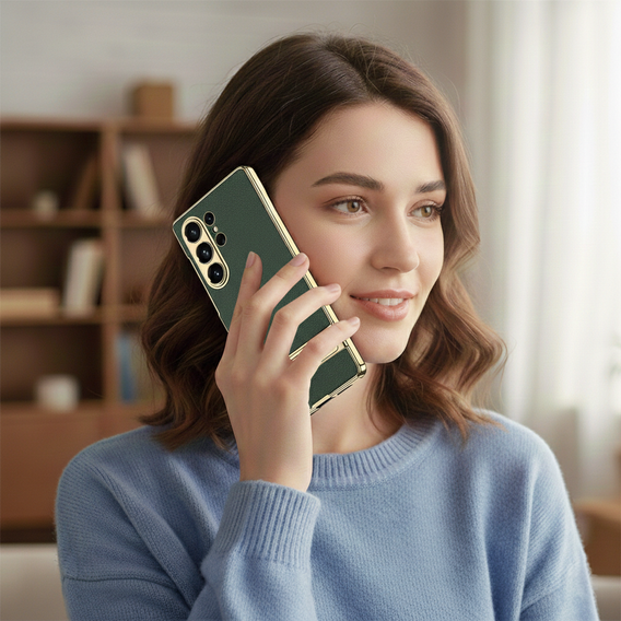 Etui do Samsung Galaxy S26 Ultra, Electro Frame Leather, z podstawką, zielone