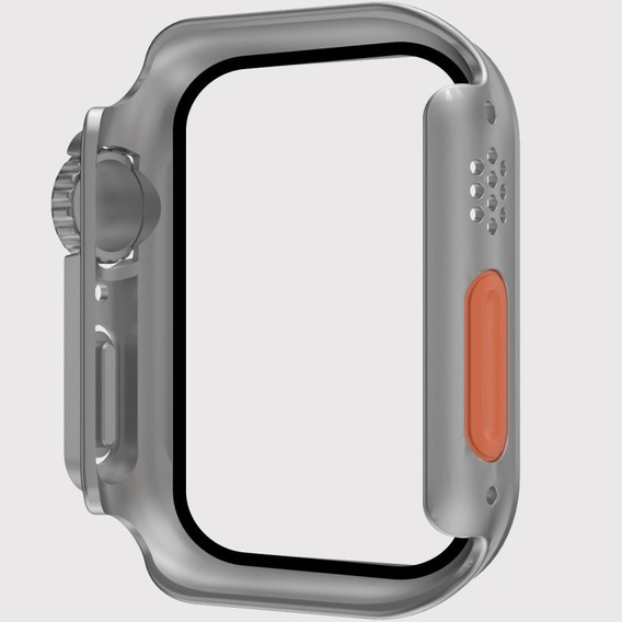 2w1 Etui + Szkło Hartowane do Apple Watch 4/5/6/SE 44MM, Szare/Pomarańczowe