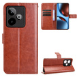 Etui z klapką do Realme GT 7 / 7T, Crazy Horse Wallet, brązowe