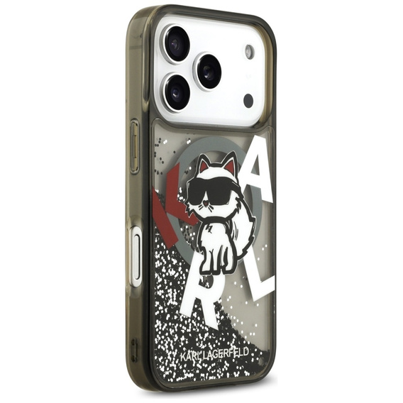 Etui Karl Lagerfeld do iPhone 17 Pro, Liquid Glitter Choupette MagSafe, czarne