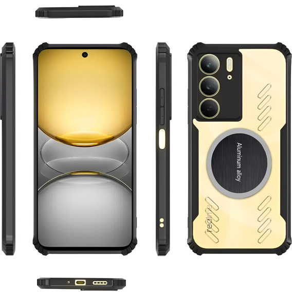 Etui do Realme 14X / Realme C75, z blaszką magnetyczne, przezroczyste / czarne