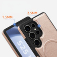 Etui skórzane z podstawką do Samsung Galaxy S25 Ultra – kompatybilne z MagSafe, rose gold