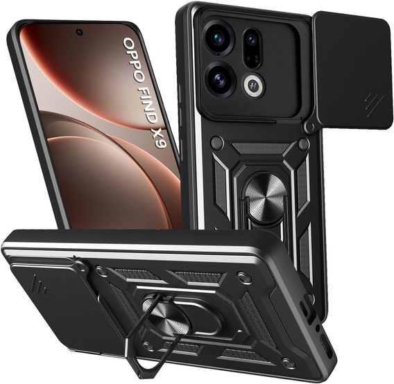 Etui pancerne do Oppo Find X9, CamShield Slide, czarne