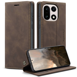 Etui CASEME do OnePlus 15, Leather Wallet Case, brązowe