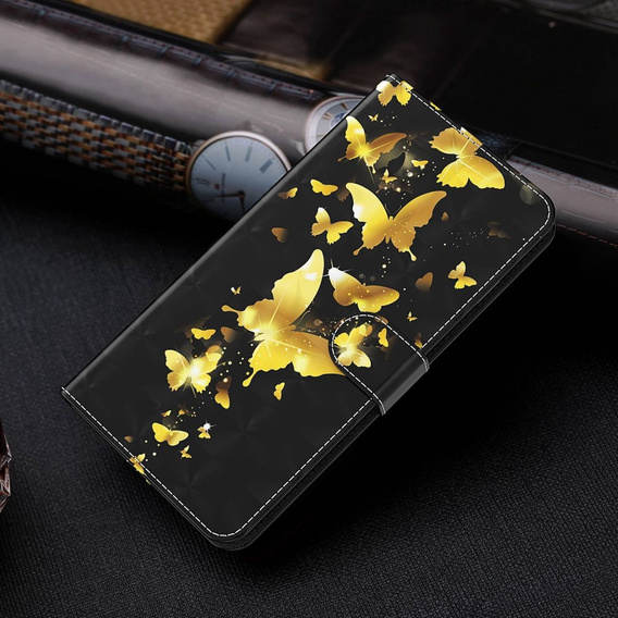 Etui z klapką do Xiaomi Redmi Note 13 Pro+, Wallet, Butterflies złote