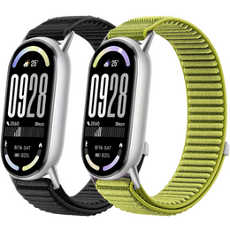 2x Pasek Nylonowy do Xiaomi Smart Band 10 / 9 / 8, Czarny, Zielony