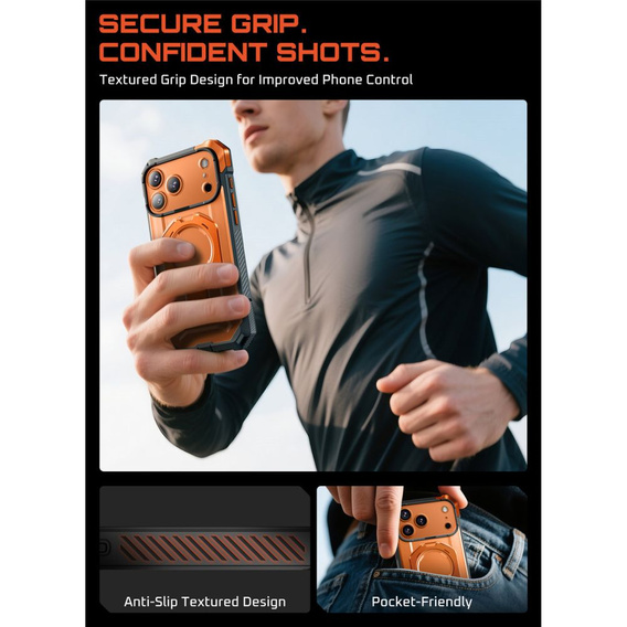 Etui Supcase do iPhone 17 Pro, Unicorn Beetle Grip Mag, Clear / Coral