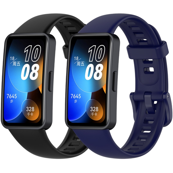 Pasek Silikonowy do Huawei Band 8 / Huawei Band 9 / Huawei Band 10, Czarny, Granatowy