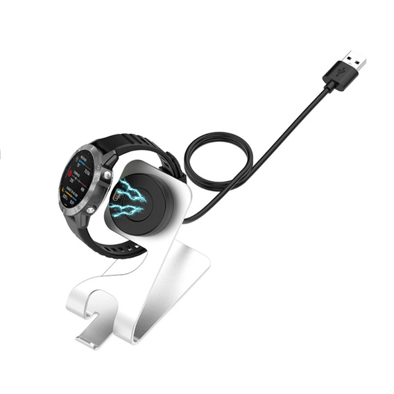 Aluminiowa Stacja Dokująca z kablem USB do zegarków Garmin, Srebrna