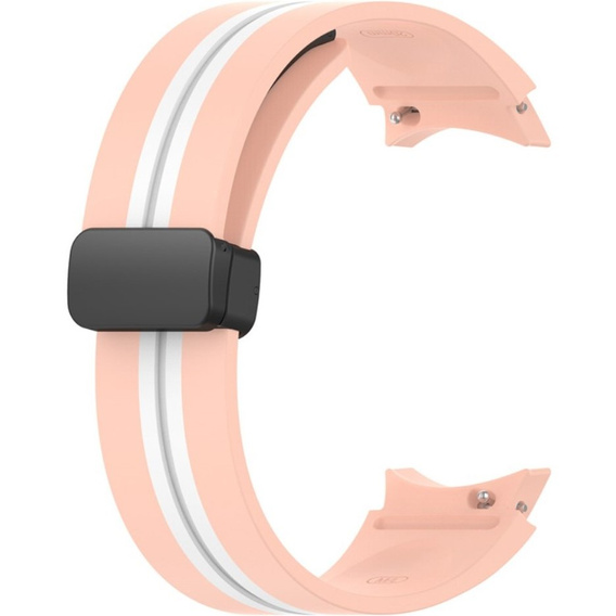 Pasek Silikonowy do Samsung Galaxy Watch 4/5/6/7/FE 40/42/43/44/45/46/47mm, Różowy / Biały