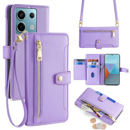 Etui z klapką do Xiaomi Redmi Note 13 Pro 5G, Wallet Zipper Pocket, fioletowe