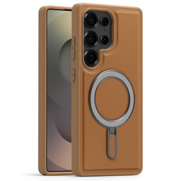 Etui do Samsung Galaxy S25 Ultra, kompatybilne z MagSafe, z podstawką – brązowe