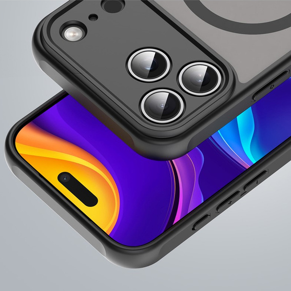 Etui do iPhone 17 Pro Max, do MagSafe, matowe z ochroną aparatów, czarne