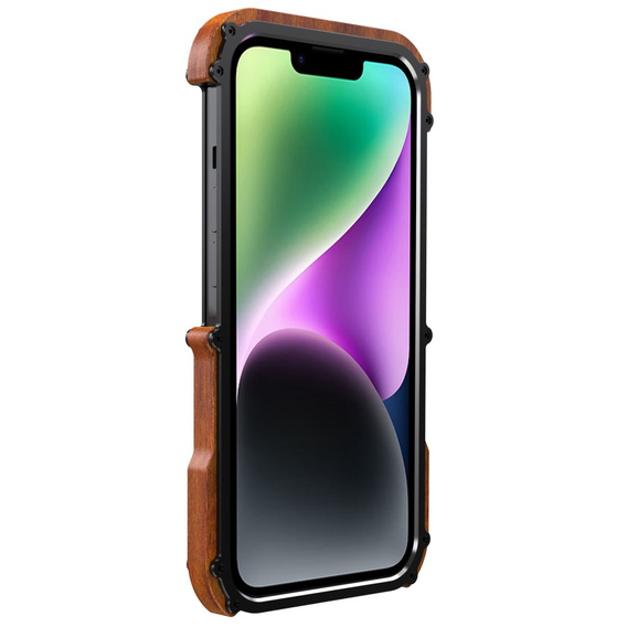 Etui R-JUST do iPhone 14 Plus, Alu Wood Bumper, czarne