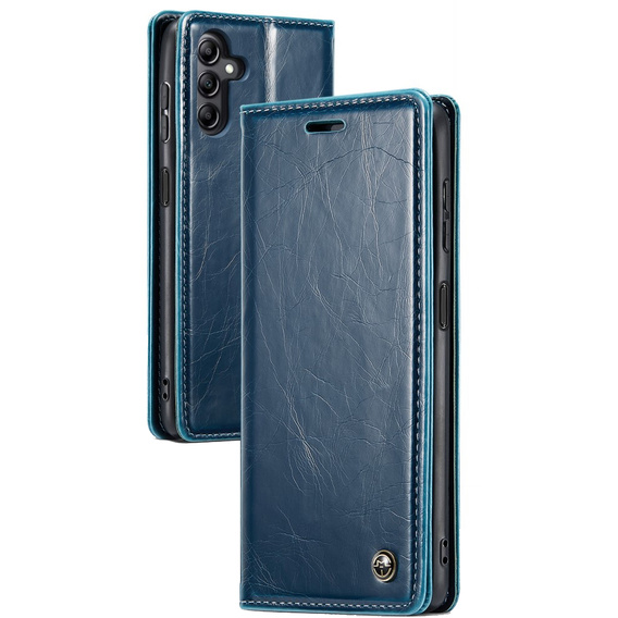 Etui z klapką CASEME do Samsung Galaxy A14 5G, Waxy Textured, niebieskie