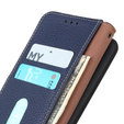 Skórzane Etui KHAZNEH RFID do Xiaomi Poco F6, Litchi Texture, niebieskie