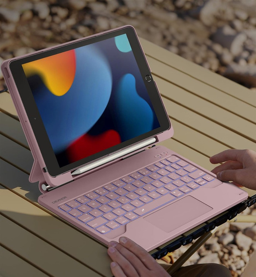 Etui z klawiaturą do iPad 10.2" 2021/2020/2019 (9/8/7 gen.), Dexnor Magnetic Keyboard Touchpad, różowe