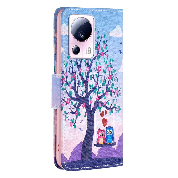 Etui z klapką do Xiaomi 13 Lite, Wallet, Owls & Tree