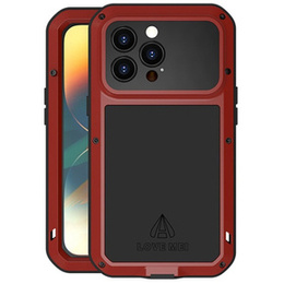 Etui Love Mei do iPhone 14 Pro, pancerne ze szkłem, czerwone