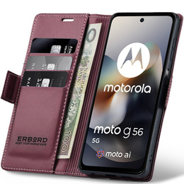 Etui do Motorola Moto G56 5G, ERBORD Glossy Litchi, portfel z klapką, czerwone