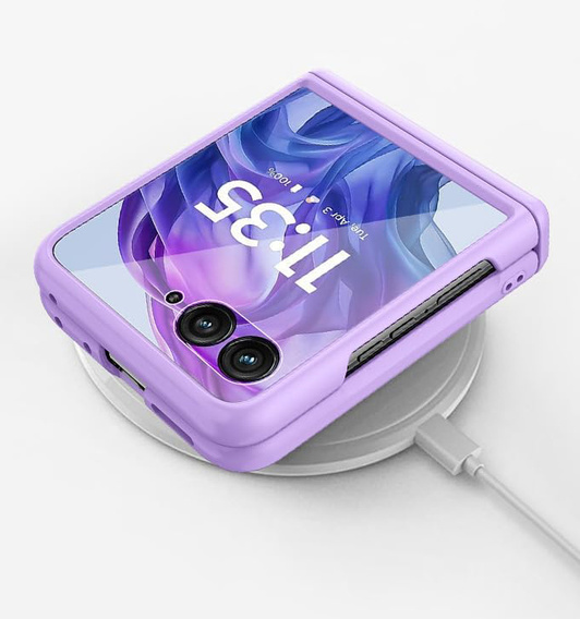 Etui do Motorola Razr 60 Ultra – Glitter PC Case ze szkłem i podstawką - fioletowe