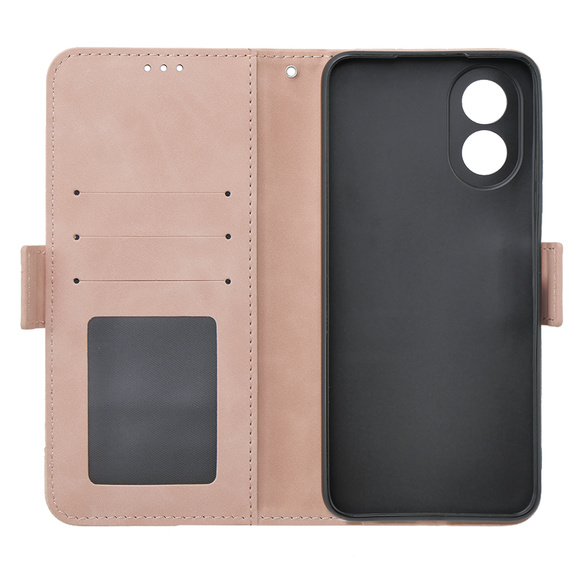 Etui z klapką do Oppo A58 4G, Card Slot, różowe