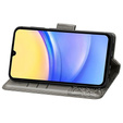 Etui z klapką do Samsung Galaxy A15, Butterfly, szare + szkło 9H
