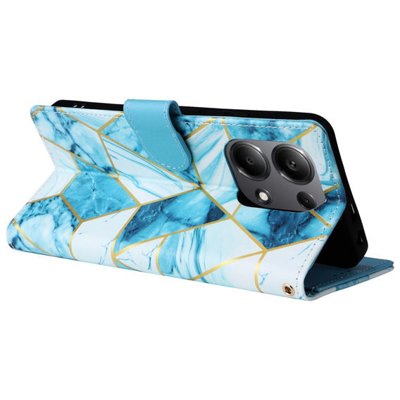 Etui z klapką do Xiaomi Redmi Note 13 Pro 4G / Xiaomi Redmi Note 14S / Xiaomi Poco M6 Pro 4G, Wallet, Marble niebieskie