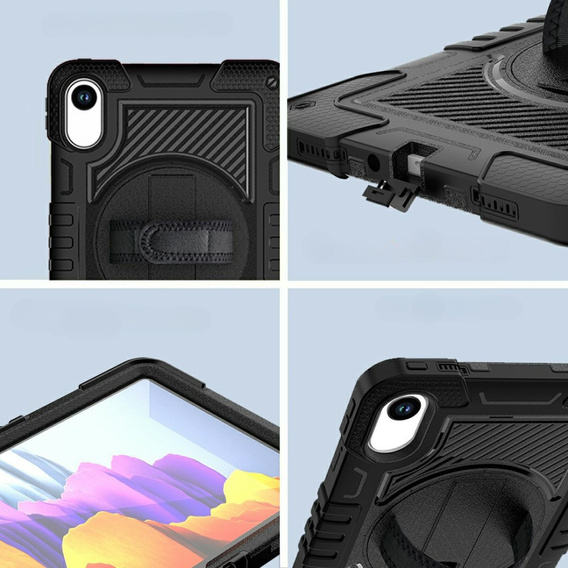Pancerne etui do Xiaomi Redmi Pad 2, z podstawką i paskiem na ramię – czarne
