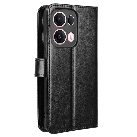 Etui z klapką do Oppo Reno 13 Pro, Crazy Horse Wallet, czarne