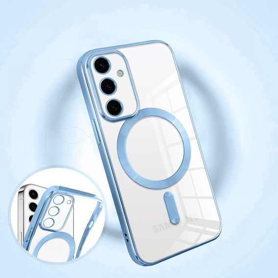 Etui do Samsung Galaxy S24 FE, Electro MagSafe, niebieskie + Szkło na ekran + Smycz