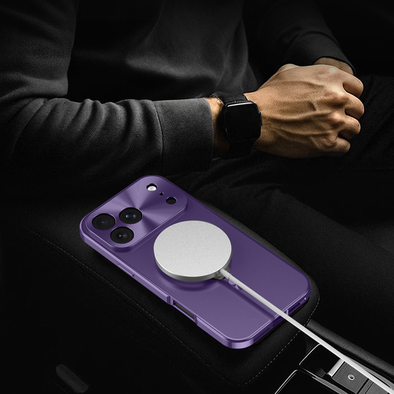 Etui do iPhone 17 Pro, ze szkłem prywatyzującym, do MagSafe – fioletowe