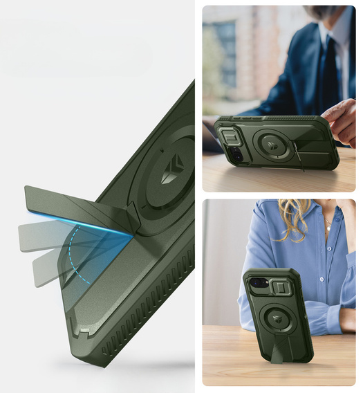 Etui pancerne Dexnor CamProtect z MagSafe do iPhone 16e – zielone