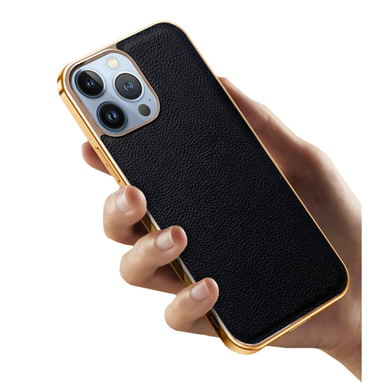 Etui do iPhone 13 Pro, Cowhide Leather, czarne