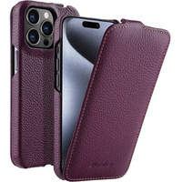 Etui MELKCO z klapką do iPhone 15 Pro, skórzane, flip, fioletowe