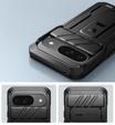 Etui pancerne do Google Pixel 9a, Dexnor Kickstand (Two Frames), czarne