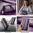 Etui CASEME do Samsung Galaxy S25 FE, RFID Leather Wallet, z paskiem na ramię, fioletowe