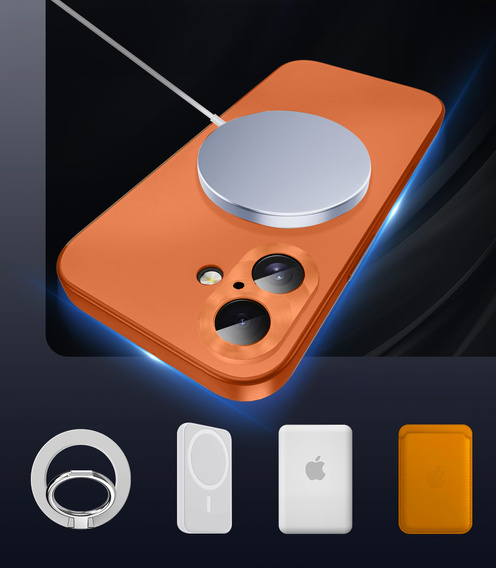 Etui do iPhone 17, ze szkłem prywatyzującym, do MagSafe – pomarańczowe