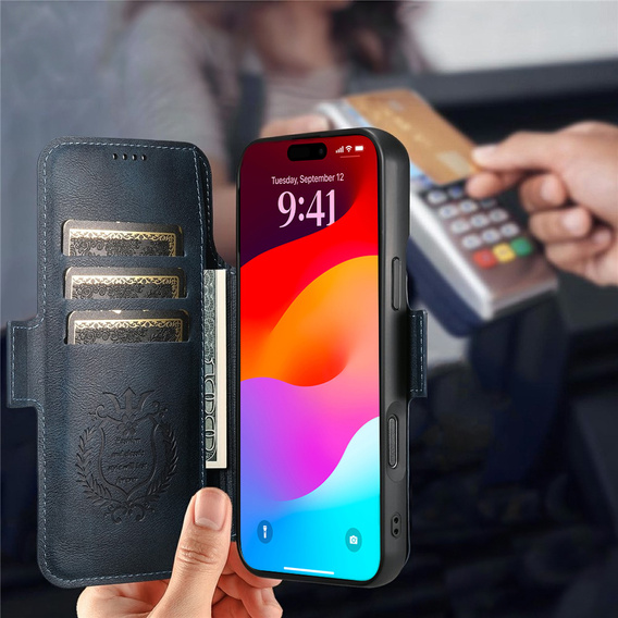 Etui z klapką 2w1 SUTENI do iPhone 17 Pro Max, do MagSafe, niebieskie