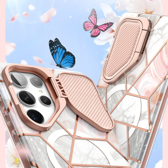 Etui Supcase do Samsung Galaxy S24 Ultra, Cosmo Marble Magsafe, Różowe (Bez folii)