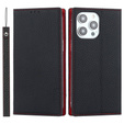 Etui z klapką do iPhone 14 Pro, Litchi Skin Grain, czarne