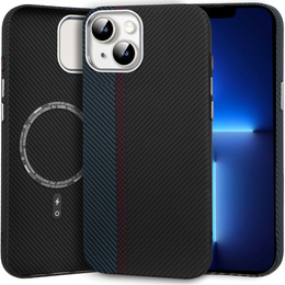 Etui do iPhone 13, Carbon Fiber MagSafe, czarne / niebieskie
