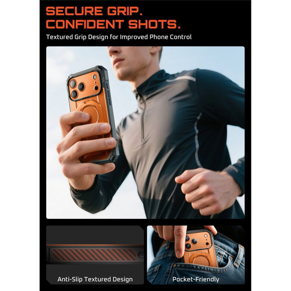 Etui Supcase do iPhone 17 Pro, Unicorn Beetle Grip Pro Mag, Clear / Coral