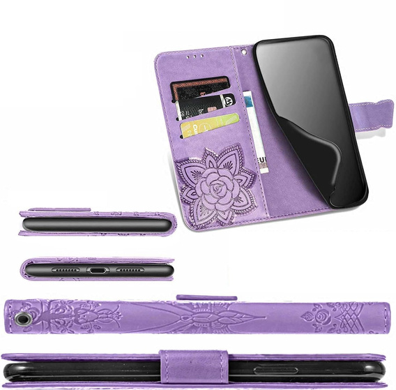 Etui z klapką do Xiaomi Redmi A5, Butterfly, fioletowe